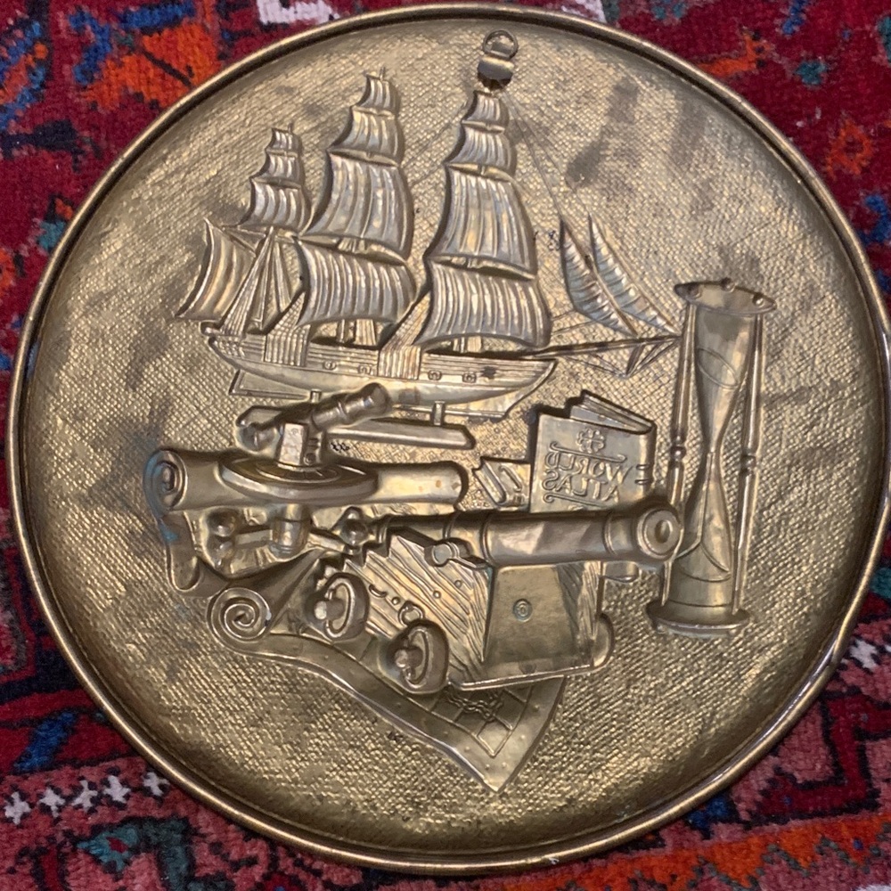 Vintage Spanish Galleon Brass Wall Plaque with Ship Motif - Picture 3 of 4
